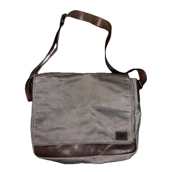 Frye Carter Messenger bag Leather Accents Heavy Duty Canvas Gray EUC MSRP $300 - Picture 1 of 8